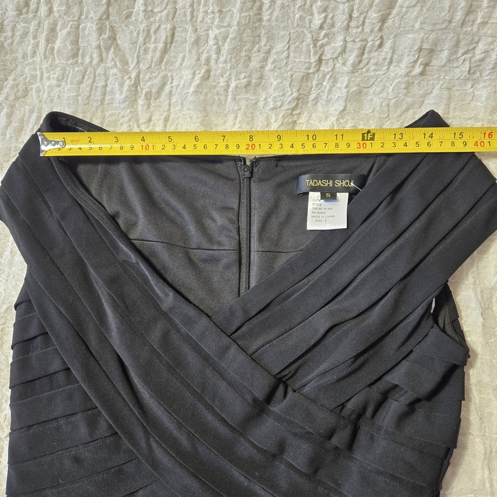 Tadashi Shoji Black Stretch Bandage Cocktail Party Dress Sz S‎ Sheath Gala Comfy - Picture 12 of 14